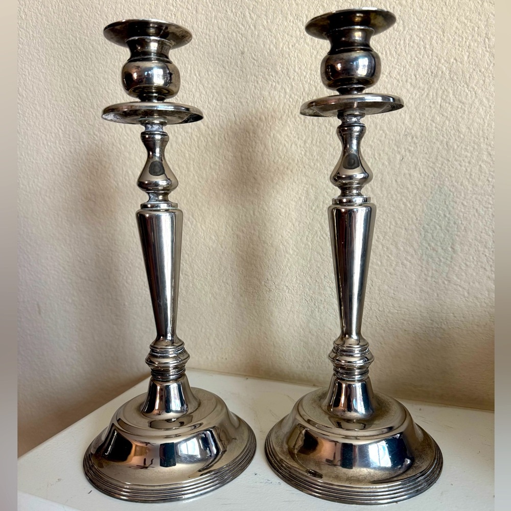 Silver Plated Candle Stick Holders - 11.25”H - Vintage